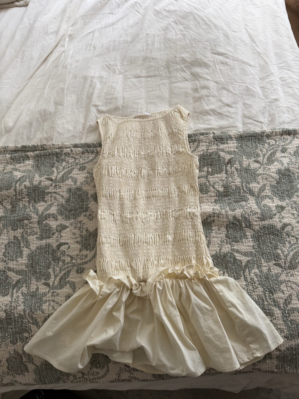 Peppermayo Cream Sleeveless Smocked Top with Ruffle Hem Mini Skirt - Picture 3 of 6